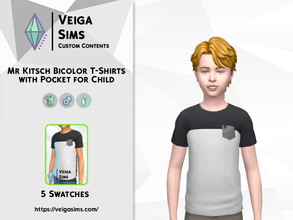 Sims 4 — Mr. Kitsch - Bicolor T-Shirts with Pocket for Child by David_Mtv2 — Available in 5 swatches for child only.
