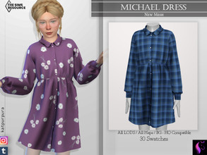 Sims 4 — Michael Dress by KaTPurpura — Short dress, long-sleeved shirt style fitted at the waist