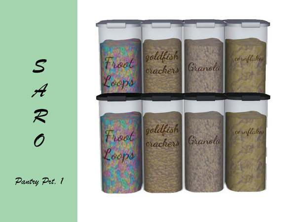 Sims 4 — SARO pantry cereal by SSR99 — Cereal the pantry organizer way! Glass boxes and name stickers with two different
