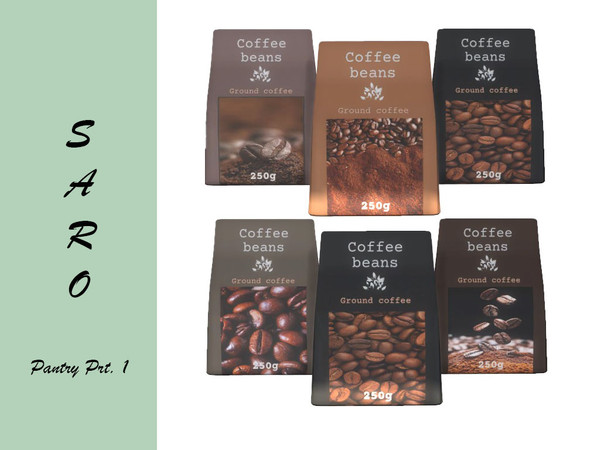 Sims 4 — SARO pantry coffee by SSR99 — Coffee bag with five designs for kitchen and/or pantry decor. Perhaps they fit in
