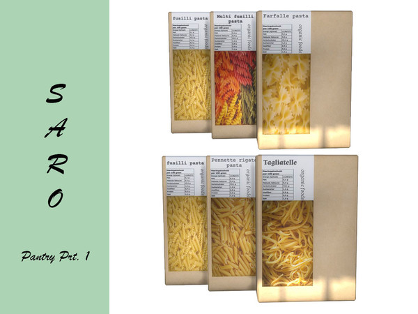 Sims 4 — SARO pantry pasta by SSR99 — These pasta bokses are supposed to have a clean and organic look to them. I hope