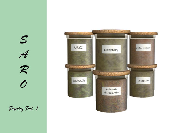 Sims 4 — SARO pantry spices by SSR99 — Every household needs a good variation of spices! so here you have 8 different