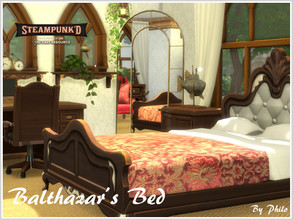 Sims 4 — Steampunked Balthazar's Bed by philo — Balthazar double bed for victorian and chic steampunk interior. 5
