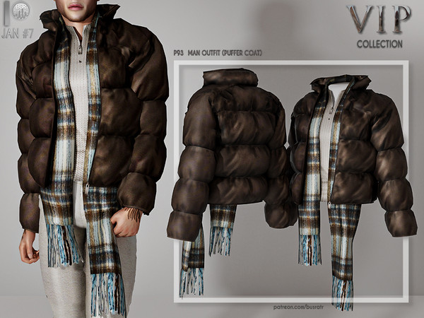 Sims 4 —  [PATREON]  (Early Access) MAN OUTFIT (PUFFER COAT) P93 by busra-tr — 12 colors Adult-Elder-Teen-Young Adult For