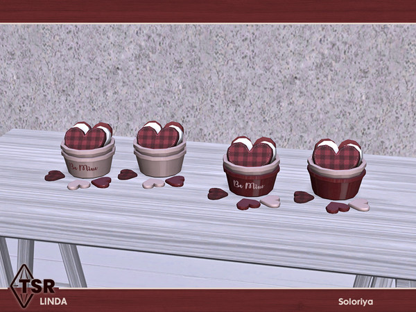 Sims 4 — Linda. Bowls with Hearts by soloriya — Bowls with hearts. Part of Linda set. 4 color variations. Category: