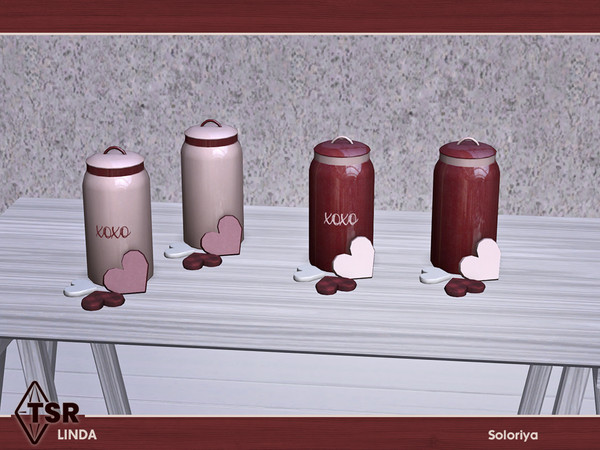 Sims 4 — Linda. Jar by soloriya — Jar with hearts. Part of Linda set. 4 color variations. Category: Decorative - Clutter.