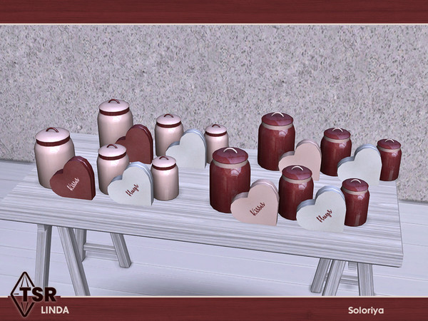 Sims 4 — Linda. Jars by soloriya — Jars with big hearts. Part of Linda set. 6 color variations. Category: Decorative -