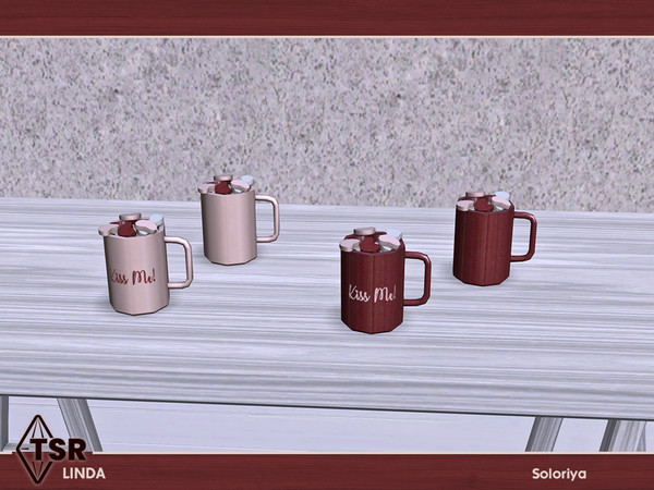 Sims 4 — Linda. Mug with Hearts by soloriya — Mug with hearts. Part of Linda set. 4 color variations. Category: