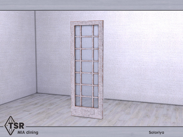 Sims 4 — Mia Dining. Divider by soloriya — Wooden divider with glass. Part of Mia Dining set. 1 color variation.