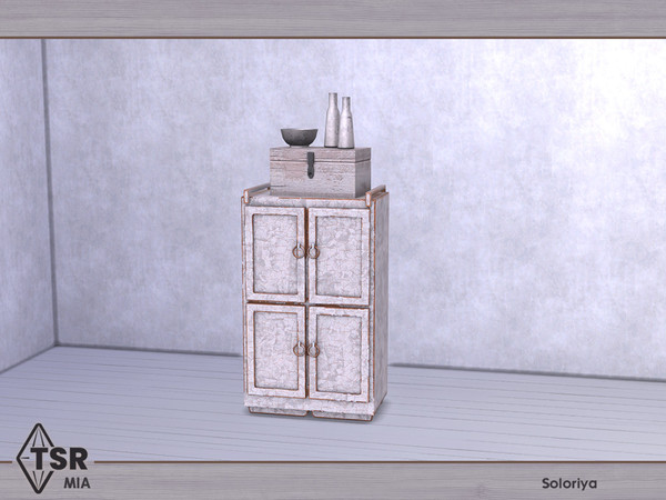 Sims 4 — Mia. Cabinet with Decor by soloriya — Cabinet with decor in one mesh. Part of Mia set. 1 color variation.
