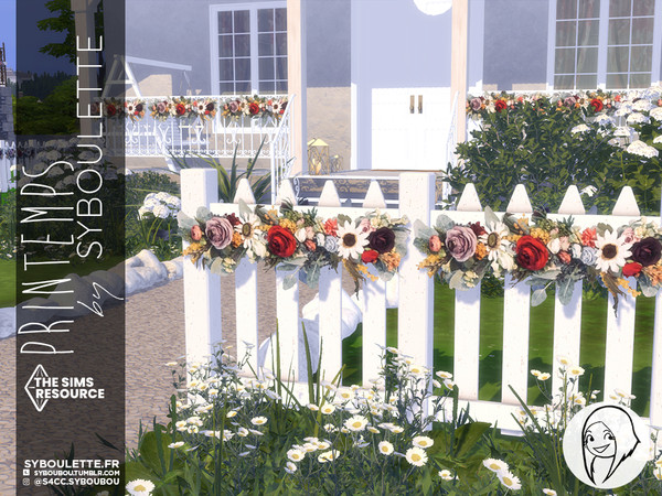 Sims 4 — Printemps - Seasons holiday trim - Spring flowers by Syboubou — This garland is made with an assortment of