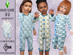 Sims 4 — Arctic Fun Jumpsuit by Pelineldis — A cute jumpsuit with arctic animals print for toddler girls in six design