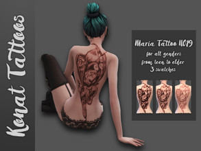 Sims 4 — Maria tattoo No19 by DemolitionKonat — F&M Teen to elder 3 swatches Custom thumbnail Base game compatible HQ