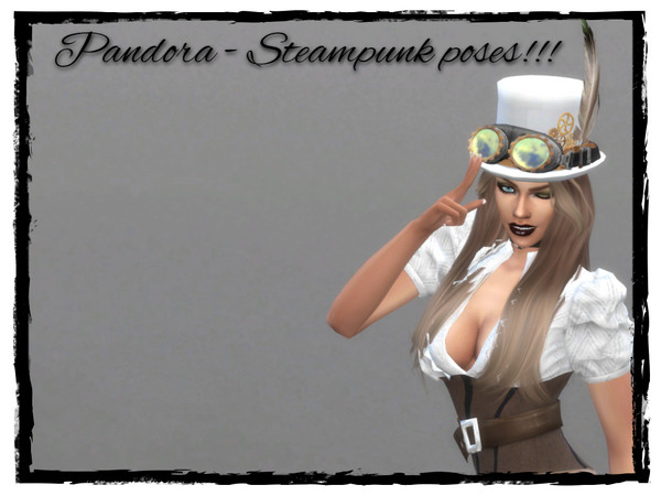 Sims 4 — Steampunk poses by Pandorassims4cc — Pose pack contains in total 5 single female poses. 