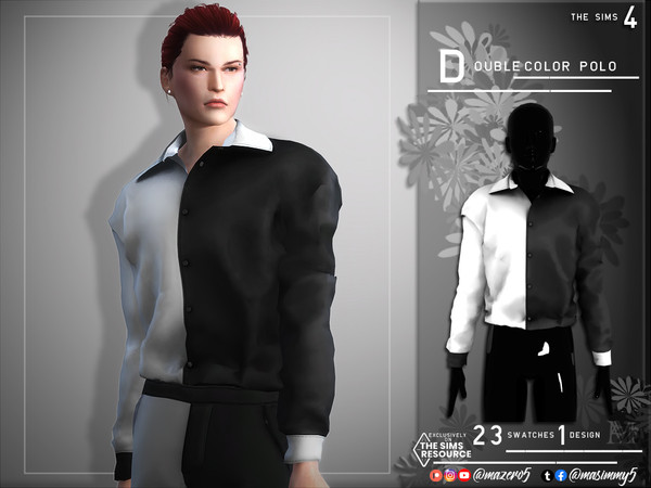 Sims 4 — Double Color Polo by Mazero5 — Simple Polo design with two colors 23 swatches to choose from All Lods