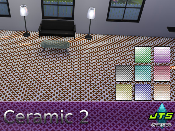 Sims 4 — Ceramic Tile 2 by JCTekkSims — Ceramic tile floor with some shine to it. Comes with 8 colors.
