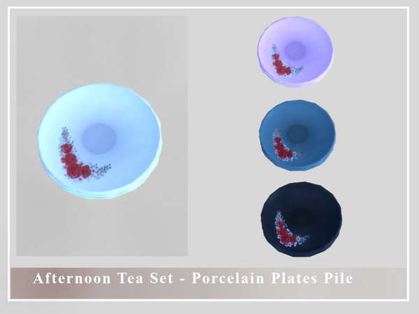 Sims 4 — Afternoon Tea Set - Porcelain Plates Pile by Balkanika — Porcelain Plates Pile part of the Afternoon Tea Set