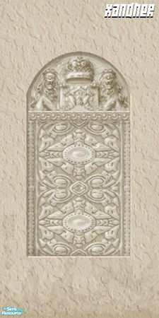 Sims 2 — Plaster - Plaque with Stains by Xandher — A stained plaster wall with an elaborate plaque.