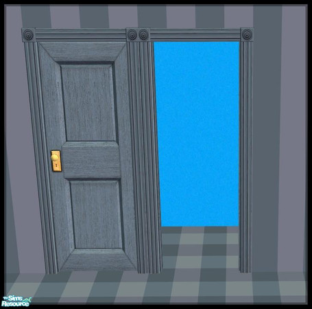 Sims 2 — NK PI Simple Interior Doors - Steel Blue by MoMama — This standard Steel Blue door and door frame are essential