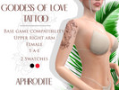 Sims 4 — Goddess of Love Tattoo by aphrodite_sims — ~ 1 Design ~ 2 Swatches ~ Upper right arm ~ Compatible with all