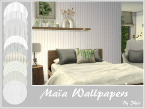 Sims 4 — Maia Wallpapers by philo — Wallpapers with vertical stripes and geometric patterns in neutral colors. 10