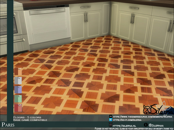 Sims 4 — Paris by Silerna — - Basegame compatible - Floors - Wood - 5 different colors - Please do not reupload, claim as