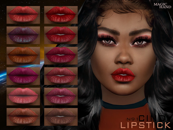 Sims 4 — Cindy Lipstick N91 [Patreon] by MagicHand — Matte liquid lipstick in 15 colors + 15 swatches with teeth - HQ
