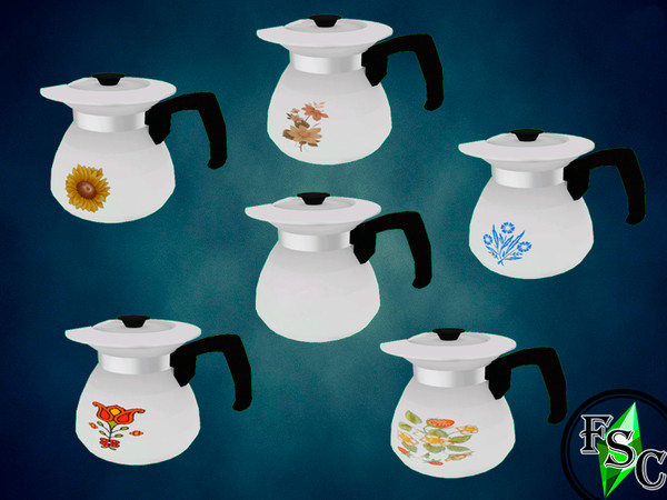 Sims 4 — Corningware Collection - Kettle  Coffee Pot by FloridaySimsCreations — This is 1 item (6 swatches) to the