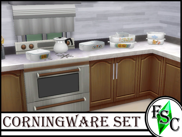 Sims 4 — Corningware Collection by FloridaySimsCreations — Corningware Casserole Dishes with and without glass lids as