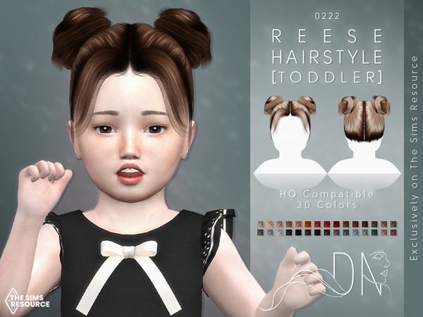 Sims 4 — Reese Hairstyle [Toddler] by DarkNighTt — Reese Hairstyle is a short, buns hairstyle for toddler. 30 colors (20