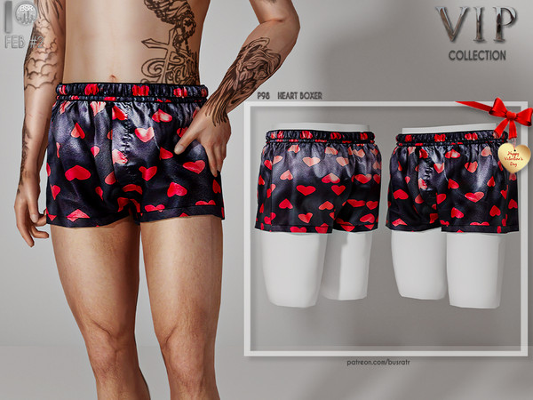 Sims 4 —  [PATREON]  (Early Access) HEART BOXER P98 by busra-tr — 10 colors Adult-Elder-Teen-Young Adult For Male Custom