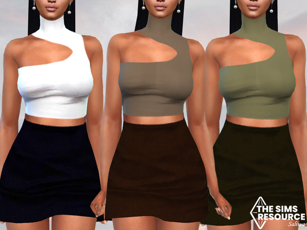 Sims 4 — Two Piece Calin Skirt Outfits by saliwa — Two Piece Calin Skirt Outfits 4 colour options