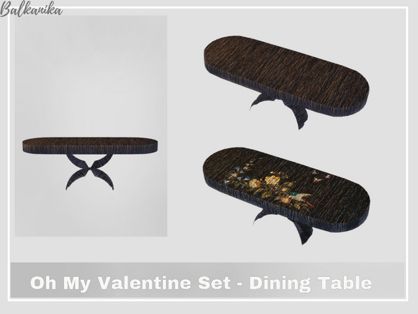 Sims 4 — Oh My Valentine - Dining Table by Balkanika — Wooden dining table part of the Oh My Valentine Set comes in 2
