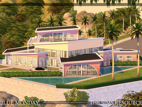 Sims 4 — Blue Monday | noCC by simZmora — One of my favorite houses. Modern-retro stylized exterior, spacious interior.