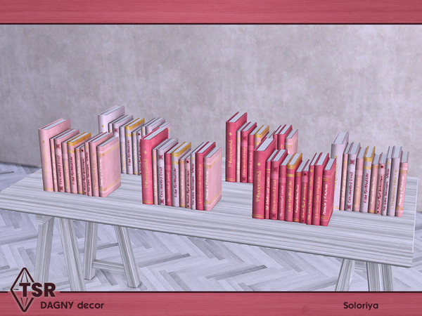 Sims 4 — Dagny Decor. Books, v1 by soloriya — Books, version one. Part of Dagny Decor set. 6 color variations. Category:
