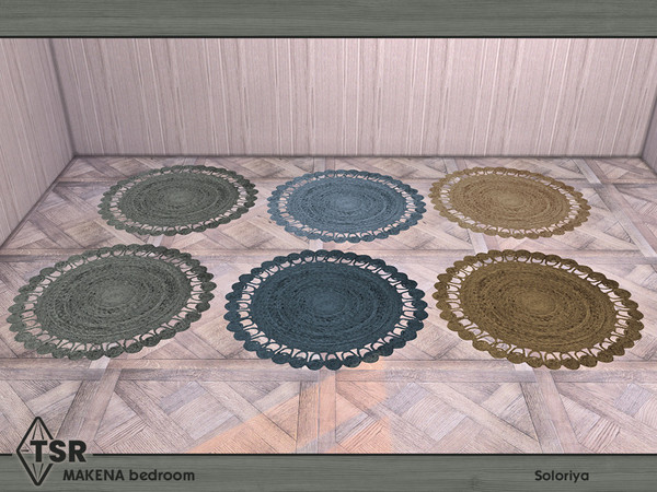 Sims 4 — Makena Bedroom. Rug by soloriya — Big round rug. Part of Makena Bedroom set. 6 color variations. Category: