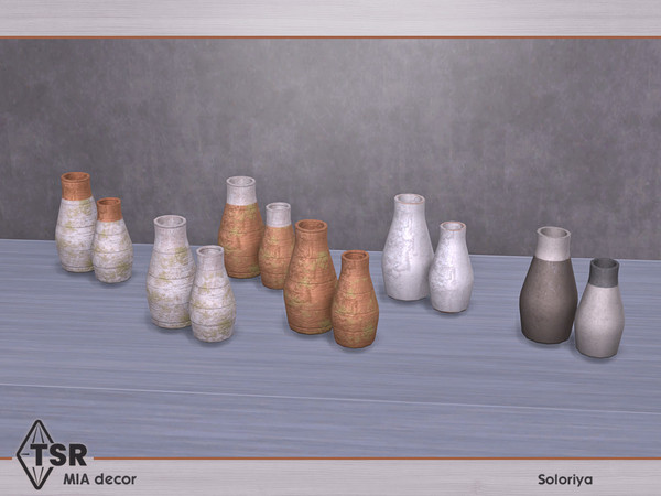 Sims 4 — Mia Decor. Vases, v2 by soloriya — Two vases in one mesh. Part of Mia Decor set. 3 color variations. Category: