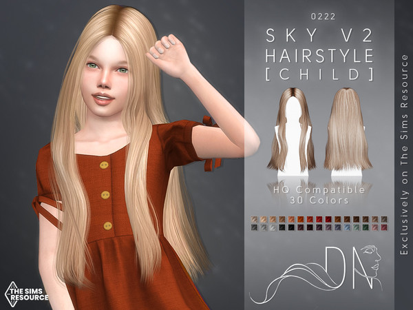 Sims 4 — Sky Hairstyle V2 [Child] by DarkNighTt — Sky Hairstyle is a long, dreamy hairstyle for children, like a