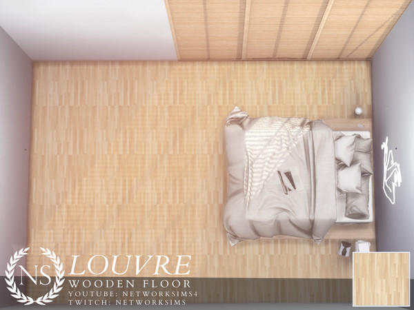 Sims 4 — Louvre Wooden Floor by networksims — A wooden floor with small, thin planks.