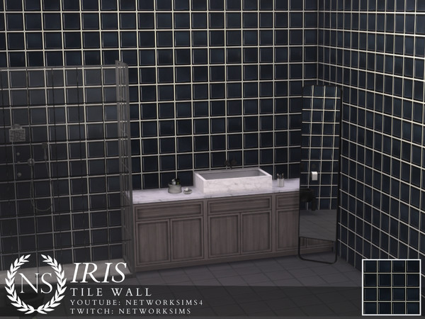 Sims 4 — Iris Tile Wall by networksims — A black tile wall.