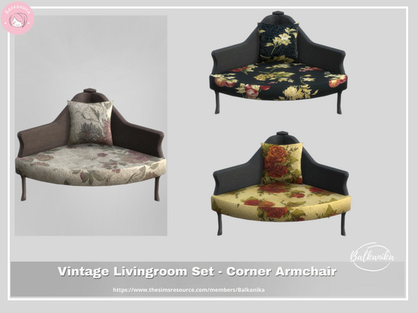 Sims 4 — Vintage Armchair by Balkanika — Vintage cornered armchair part of the Vintage Livingroom Set, it comes in 6