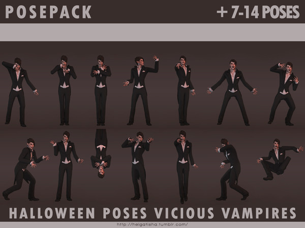 Sims 4 — Halloween poses Vicious Vampires - Pose Pack by HelgaTisha — Pose pack - Including 7-14 poses - All in one