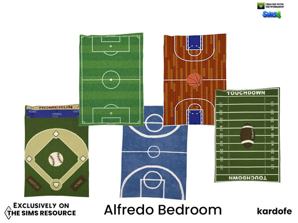 Sims 4 — kardofe_Alfredo Bedroom_Rug 2 by kardofe — Carpet decorated with images of different sports tracks, in five