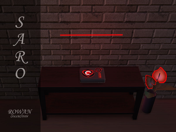 Sims 4 — SAROrowan record player by SSR99 — A functional neon recordplayer, with a heart!