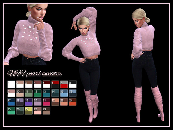 Sims 4 — NFF pearl sweater by Nadiafabulousflow — Hi guys! This upload its a sweater with a pearl detail - New mesh -