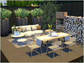 Sims 4 — Wooden Deck  by lotsbymanal — A small modern deck with BBQ and living area..