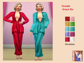 Sims 4 — ws Female Grace Pjs - RC by watersim44 — Female Female Grace Pjs - recolor. This is a standalone recolor - of