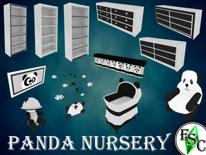 Sims 4 — Panda Nursery Set by FloridaySimsCreations — Panda Bear Nursery Set included in set is a Bookshelf, Dresser,