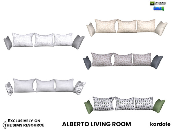 Sims 4 — kardofe_Alberto living room_Cushions by kardofe — Group of five cushions to place on the sofa