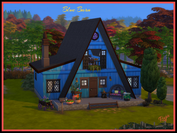 Sims 4 — Blue Barn by ruja2 — Blue Barn is a cute little house with two bedrooms and a bathroom for a small family.